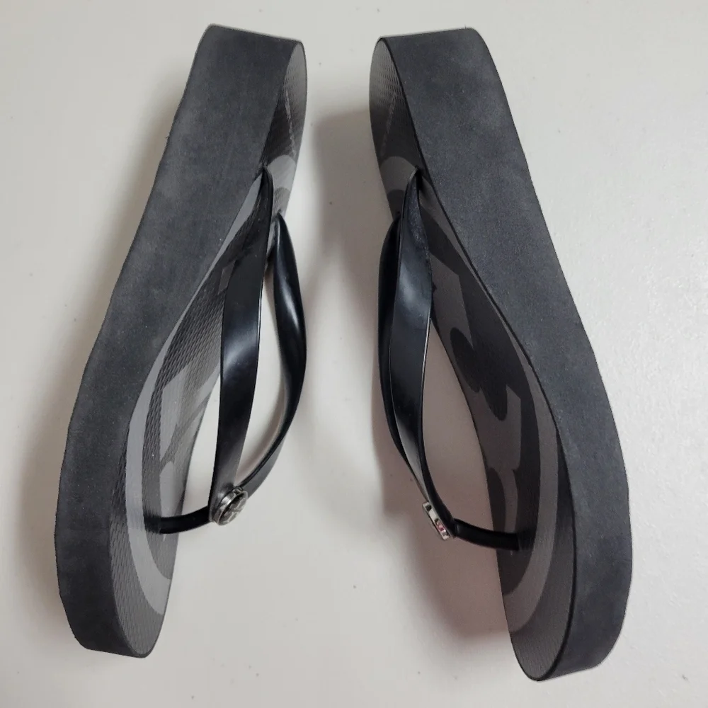 Tory Burch Black Logo Flip Flop Sandals